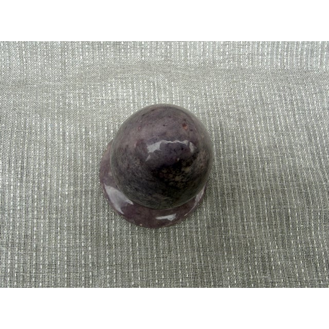 Vintage Purple Hand Carved Alabaster Egg and Stand Italy For Sale - Image 15 of 16