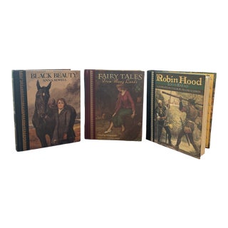 Children's Classic Books, Leather Gilt Illustrated - Set of 3 For Sale