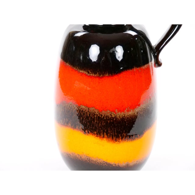 Mid-Century West German Glazed Porcelain Vase, Yellow, Red & Brown 10" Tall For Sale In New York - Image 6 of 11