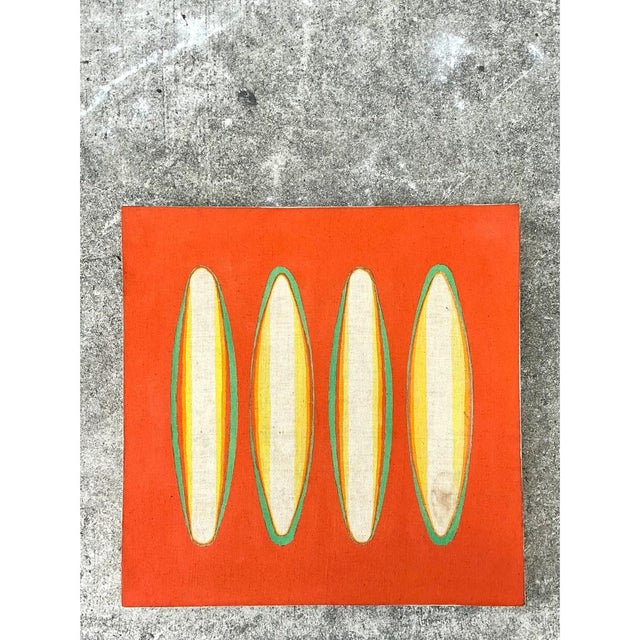Vintage Geometric Abstract Painting on Canvas For Sale - Image 12 of 12