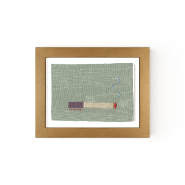Cordella the Eggplant Cigarette by Willa Heart in Gold Frame, Mini Art Print For Sale