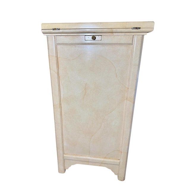 Vintage 1970s Henredon Hollywood Regency Faux Goatskin Flip-Top Bar Cabinet For Sale - Image 12 of 12