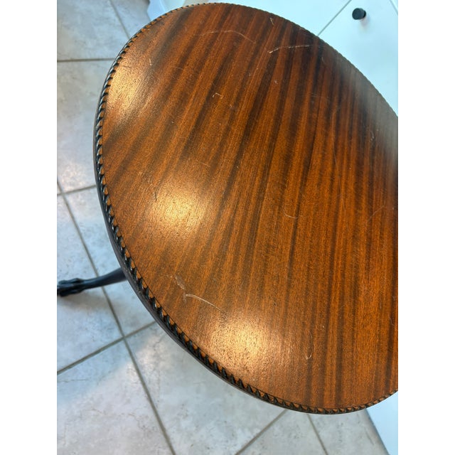 Vintage Hand Carved Tripod Pie Crust Wood Accent Table in the Manner of Chippendale For Sale - Image 9 of 16