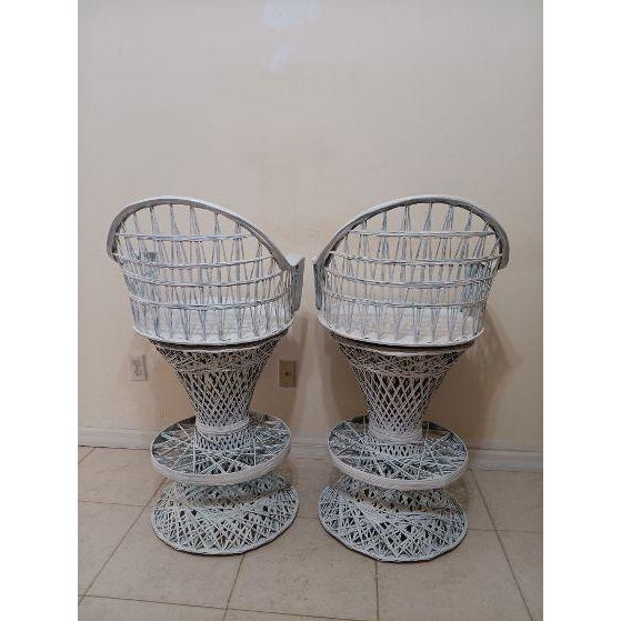Mid Century Modern Spun Fiberglass Swivel Stools White Set of 2 Style: Mid Century Modern Color: White Dimensions: 22" W x...