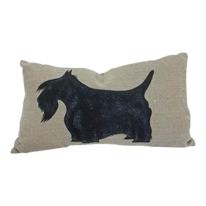 Vintage Hand-Painted Scottie Dog Pillow