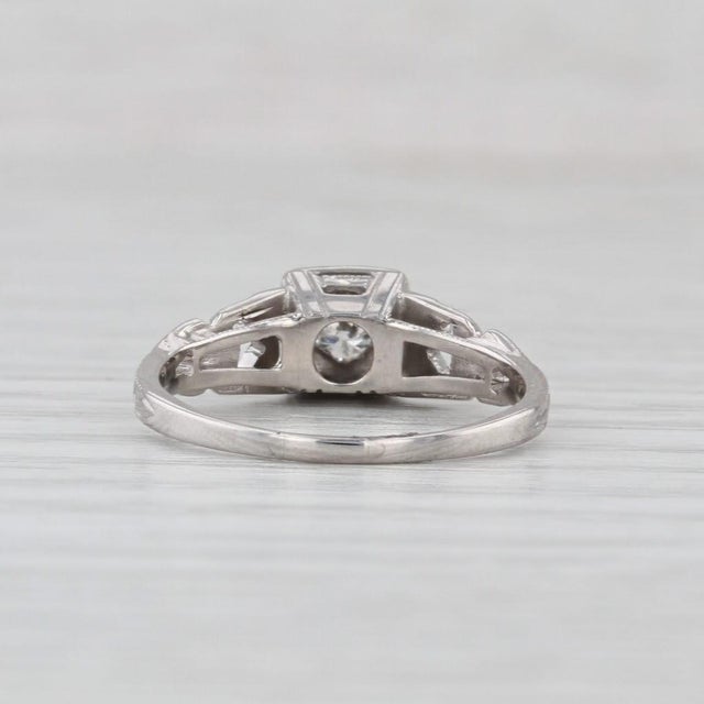 Vintage 0.14ct Transitional Cut Diamond Engagement Ring 18k White Gold Size 5 For Sale - Image 4 of 8