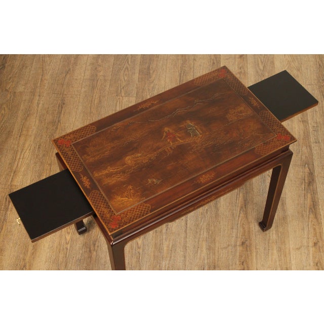 Chinoiserie Henredon Chinoiserie Decorated Mahogany Side Table For Sale - Image 3 of 12