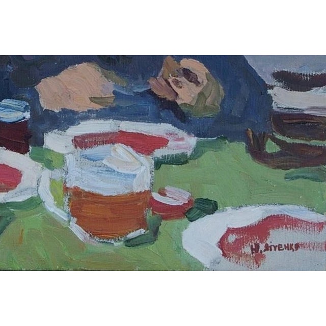 Soviet Era Oil Painting: Ukrainian Family, Socialist Realism Art 39-60 For Sale - Image 6 of 6