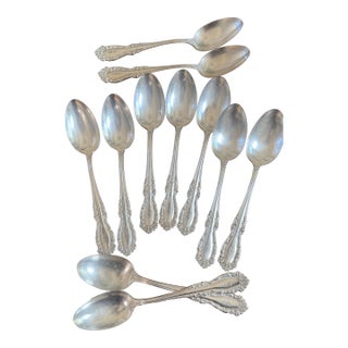 Antique Holmes & Edwards Silverplate Spoons,,Nassau/Fleur-De-Lis Pattern, Mono S Ornate 11 Pcs For Sale