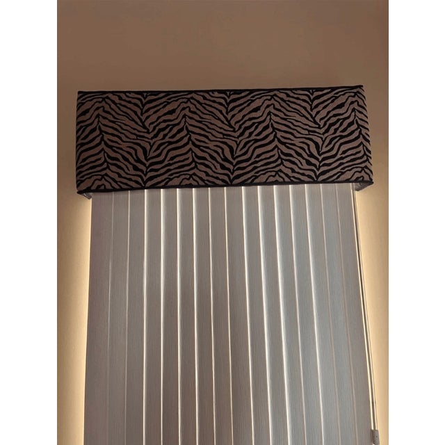2010s Pair Safari Design Zebra Print Window Textile Cornice 43” For Sale - Image 5 of 5