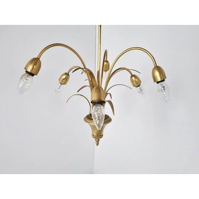Goldenrod Brass Pineapple Chandelier, 1970s For Sale - Image 8 of 10
