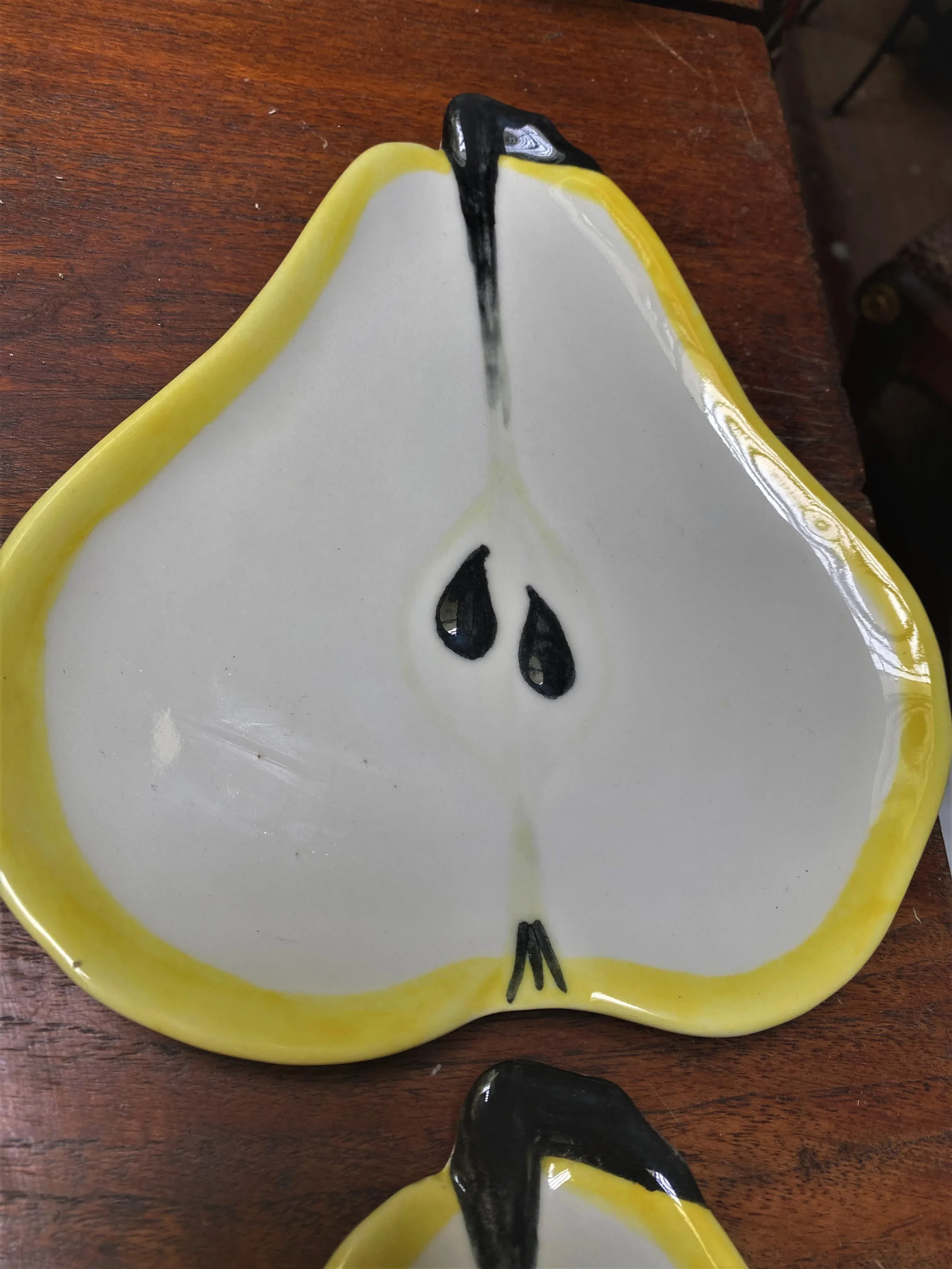 Mid 20th Century Hand Painted Ceramic Pear Shaped Dish/Plate by
