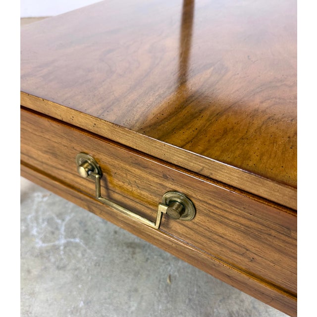 Vintage Baker Furniture French Regency Louis XVI Style Burled Walnut Two-Tier Side Table For Sale - Image 9 of 12