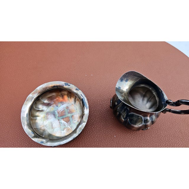 Art Deco Silver-Plated Creamer with Sugar Bowl and Tray, 1920s, Set of 3 For Sale - Image 9 of 12