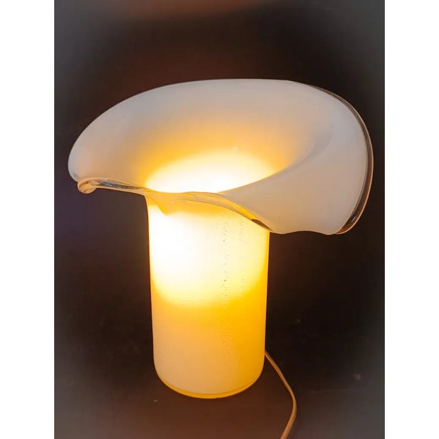 Large White Murano Glass Lamp Calla Model in the style of Venini, 1990s For Sale - Image 9 of 11