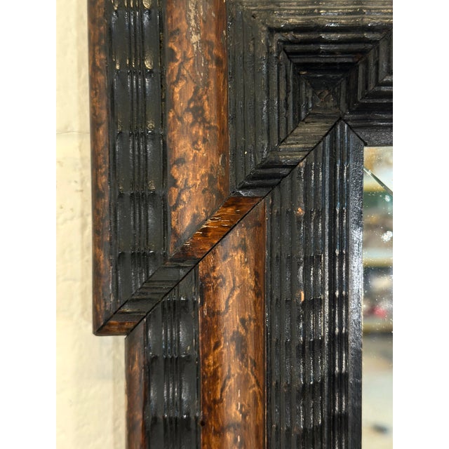 Mirror with Wooden Guilloche Frame, 1930s For Sale - Image 5 of 9