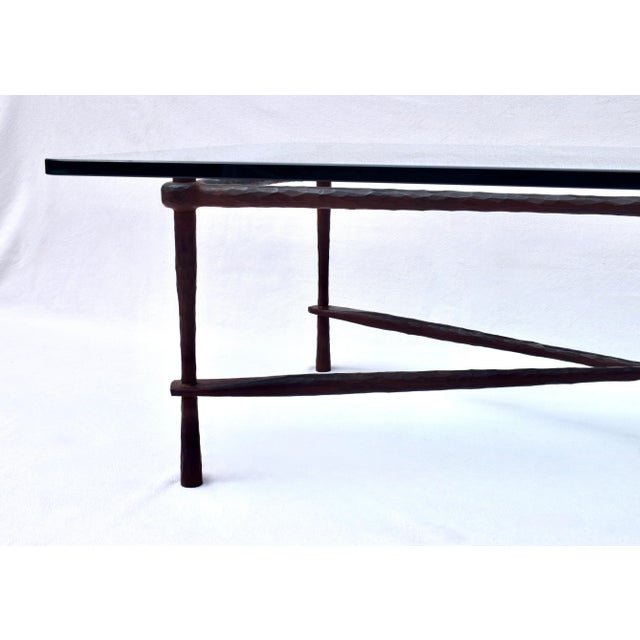 Custom American Bronze & Glass Coffee Table by Carole Gratale 20th Century For Sale - Image 9 of 14
