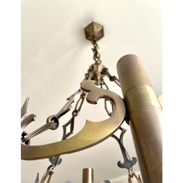 Brutalist Neo-Gothic 4-Light Chandelier, 1950s For Sale - Image 4 of 10