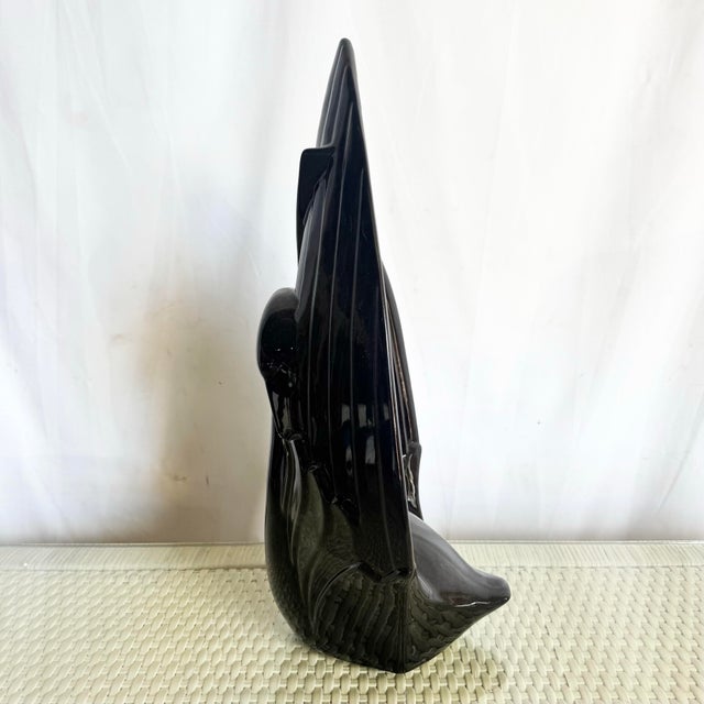 Ceramic Art Deco Ceramic Gloss Black Swan Sculpture by Haeger For Sale - Image 7 of 7