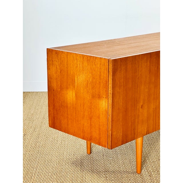 Scandinavian Teak Sideboard with 4 Doors and Tapered Legs, 1960s For Sale - Image 9 of 18