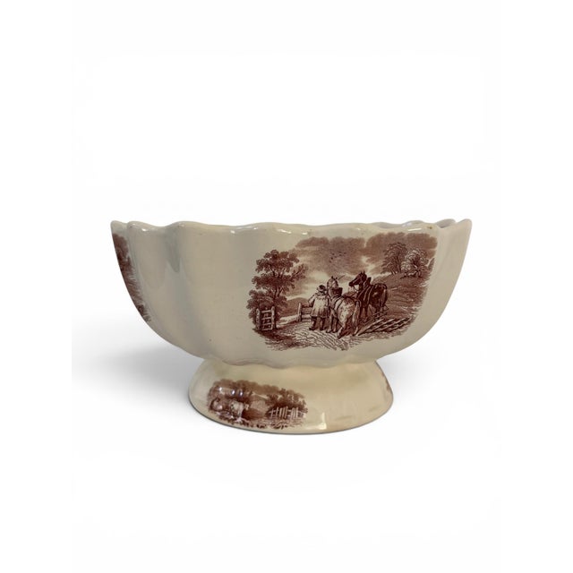 Mid 19th Century Antique Copeland Duncan Rural Pastoral Scene Footed Bowl Circa 1850'5 For Sale - Image 5 of 10