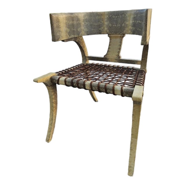 Klismos Lizard Skin Leather Chair Scala Style For Sale