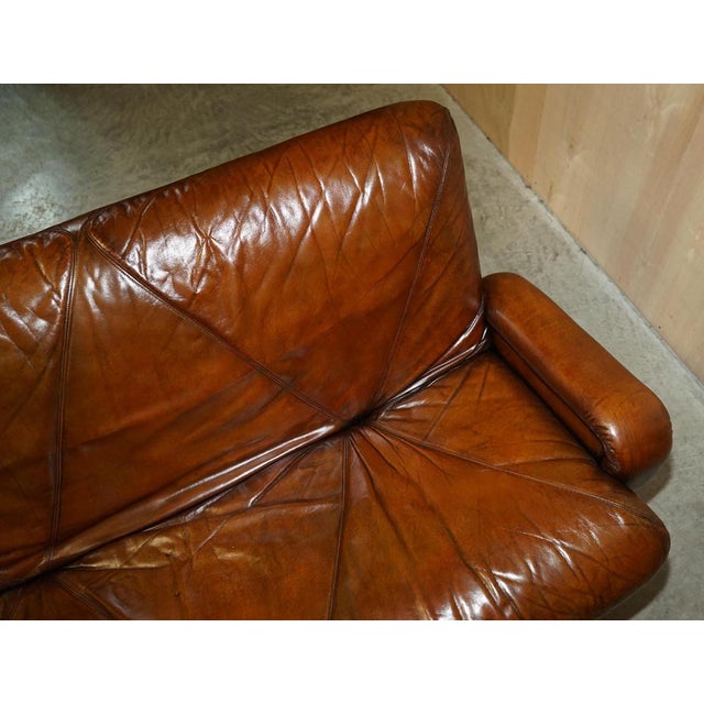 Animal Skin Mid-Century Modern Hand Dyed Brown Leather Sofa by Marcel Breuer For Sale - Image 7 of 15