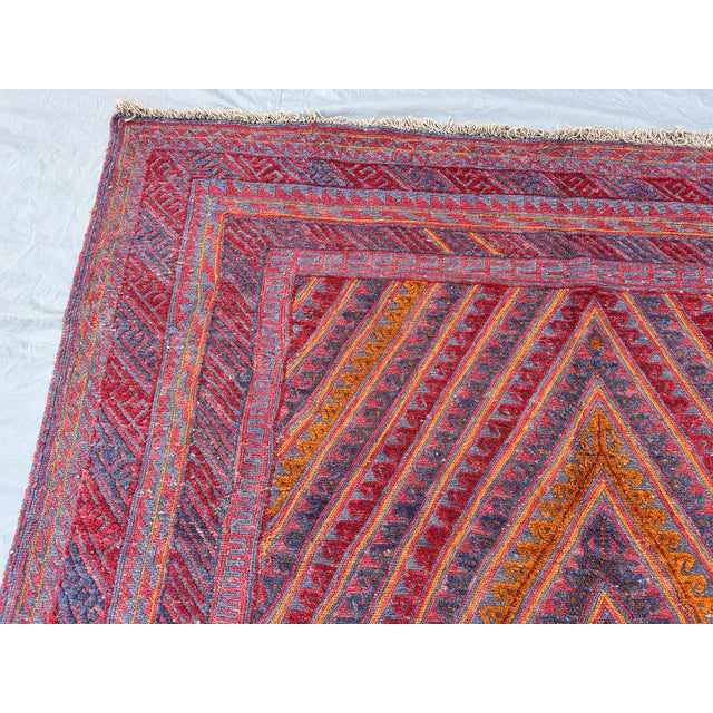 Multicolor Mushwani Hand-Woven Kilim Rug - 7'1" X 9'2" For Sale - Image 6 of 10