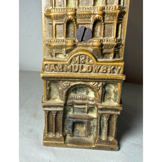 Rare Antique J. & E. Stevens Cast Iron Jarmulowsky Banking House Still Coin Bank For Sale - Image 12 of 14