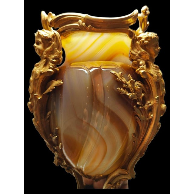 Brown French Vase in Gilt Bronze and Agathe, 19th Century For Sale - Image 8 of 14