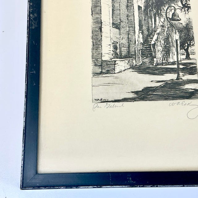Antique Copper Plate Etching Plate Ink Block Lithograph, San Gabriel Mission For Sale - Image 10 of 16