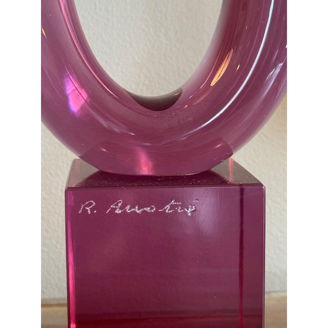 1980's Italian Murano Sculpture Signed by Renato Anatrà 'Love Knot'. Excellent vintage condition. Beautiful lavender pink...