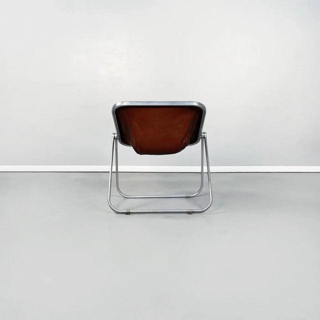 Castelli Mid-Century Italian Brown Leather Folding Chair by Giancarlo Piretti from Anonima Castelli, 1970 For Sale - Image 4 of 18