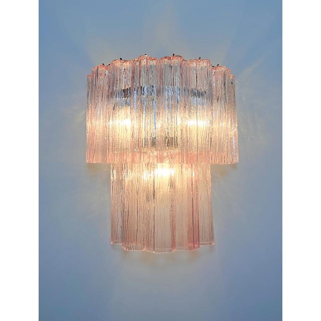 Pink Vintage Murano Glass Tube Wall Sconces, 1990s, Set of 2 For Sale - Image 8 of 13