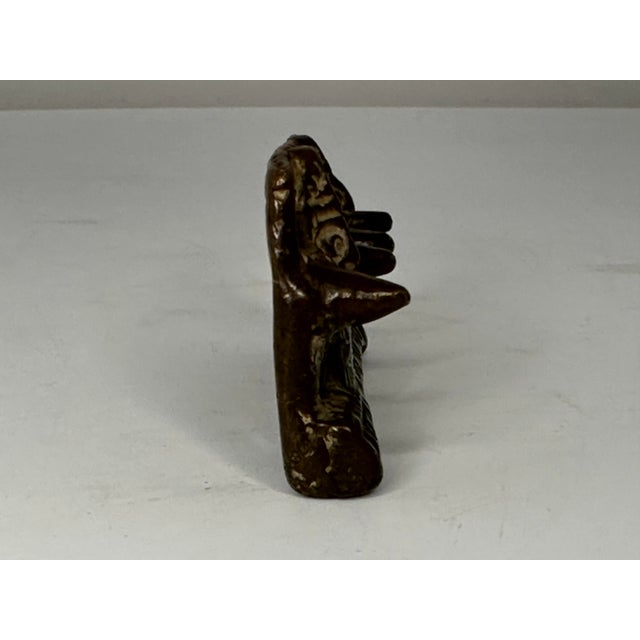 Ming Dynasty Chinese Bronze Brush Rest: Scholars Openwork Relief For Sale - Image 4 of 10