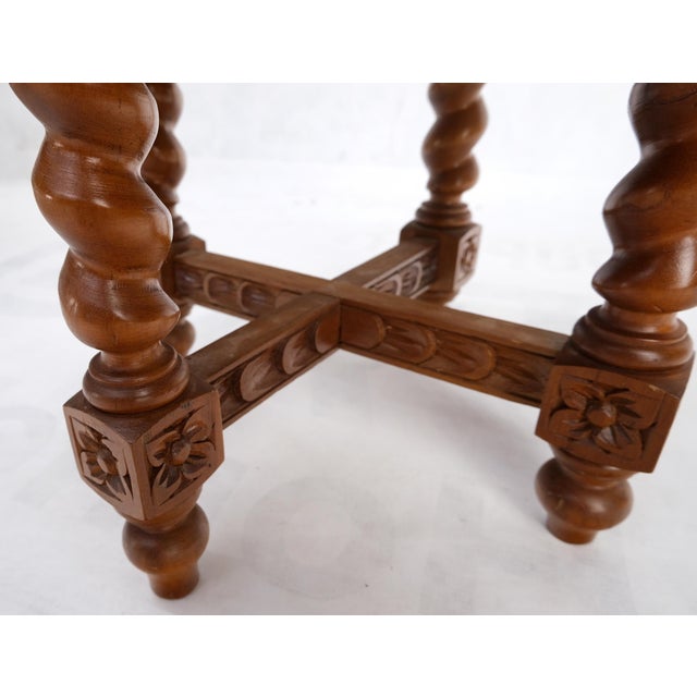 Mid 20th Century Embossed Leather South American Coffee Table 4 Nesting Stools Chairs For Sale - Image 13 of 18