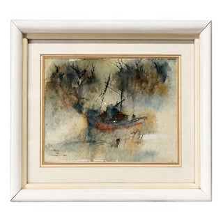 M. Augusto, Shipyards, 1994, Watercolor For Sale