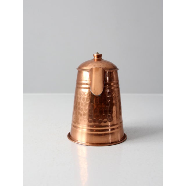 Farmhouse Vintage Hammered Copper Teapot With Brass Handle For Sale - Image 3 of 14