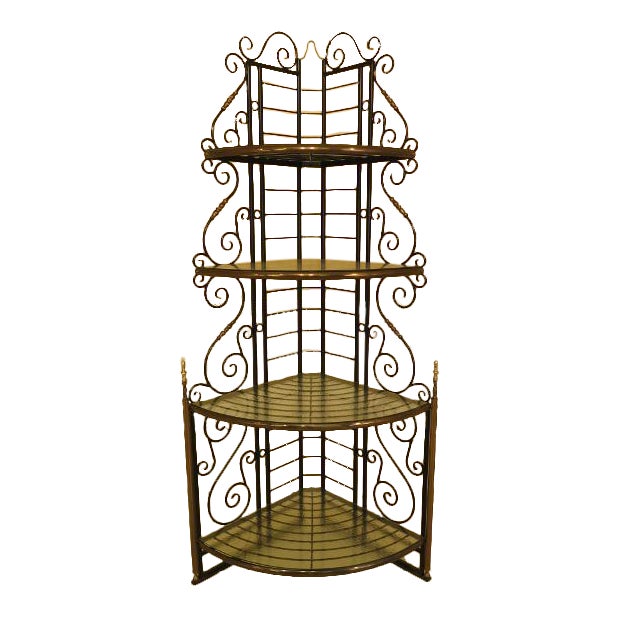 Iron & Brass Corner Bakers Rack Chairish