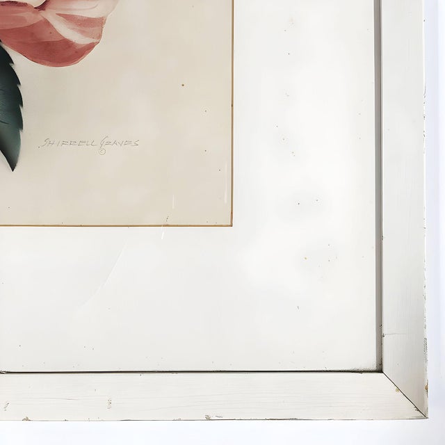 Pink Hibiscus Watercolor Painting on Paper Signed by Shirrell Graves, Framed For Sale - Image 4 of 5