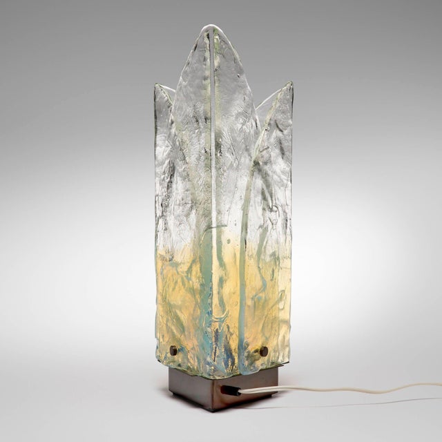 Carlo Nason for A.V. Mazzega Table Lamp, Model LT 372, Italy, 1975 Table lamp with blown and cut glass elements, copper...