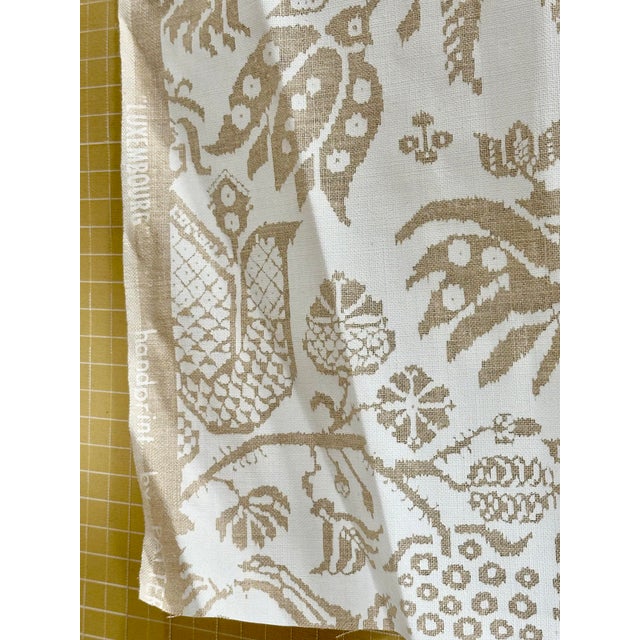 Wood Baker Furniture Thomas Pheasant Upholstered Side Chairs – Newly Reupholstered in Screen-Printed Linen With Rubelli Back (Pair) For Sale - Image 7 of 11