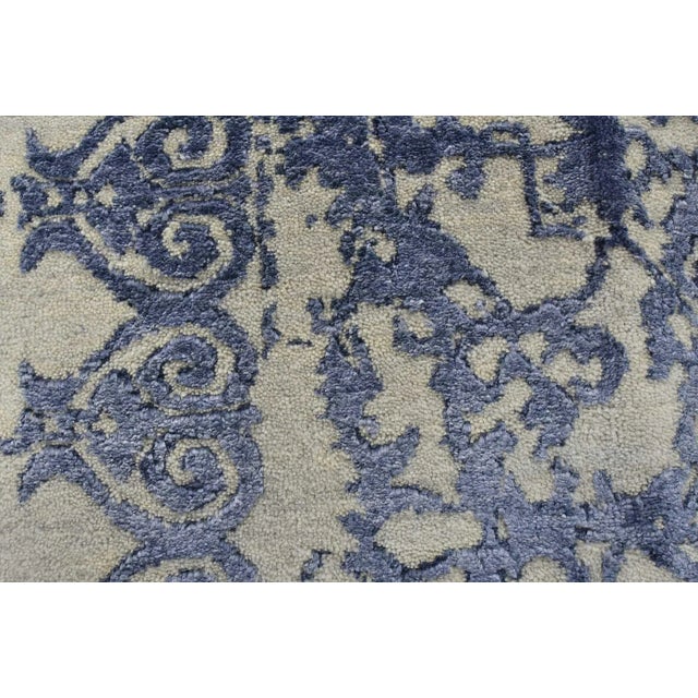 Modern Rug 8’1” X 10’5” Gray Blue Wool/ Viscose Hand-Knotted Oriental Carpet For Sale - Image 11 of 15
