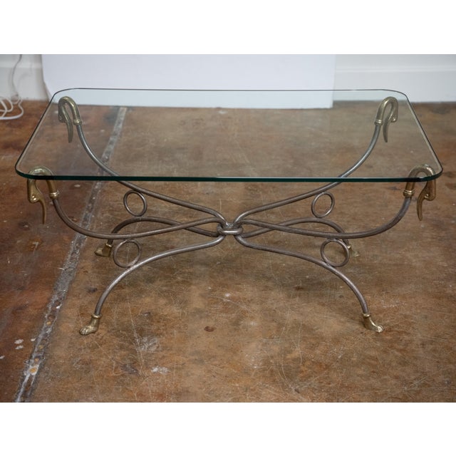 Mid 20th Century French Mid-Century Coffee or Low Table With Wrought Iron Base and Glass Top For Sale - Image 5 of 11
