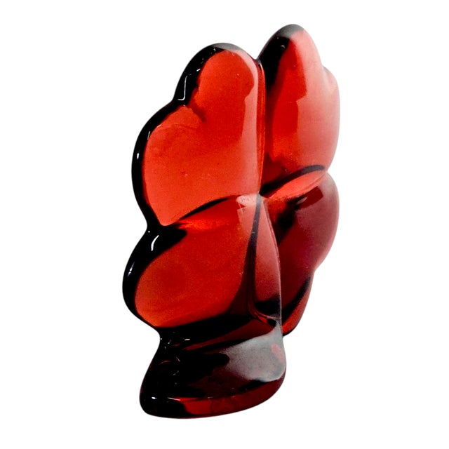 Contemporary Baccarat Red Crystal Four-Leaf Clover Figurine, 2.75" For Sale - Image 3 of 6