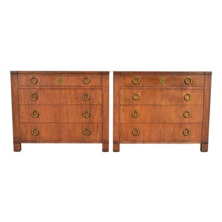Baker Furniture French Empire Cherry Wood Dressers or Chests of Drawers, Pair For Sale