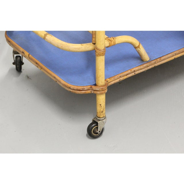 Mid-Century Bamboo and Rattan Rectangular Serving Bar Cart Trolley, France, 1960s For Sale - Image 13 of 14