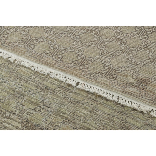 Textile Contemporary Block Print Geometric Natural Silk Runner by Rug & Kilim, India For Sale - Image 7 of 8