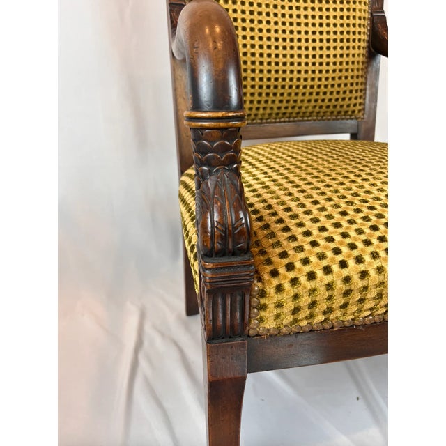 Mid 19th Century Mid 19th Century Antique Hand Carved Wooden Frame Armchairs - a Pair For Sale - Image 5 of 8