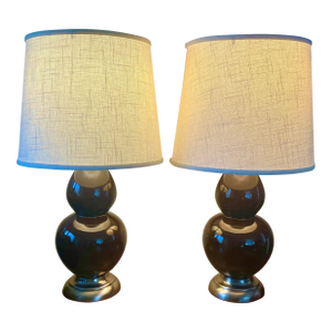 Contemporary Gourd Table Lamps - a Pair